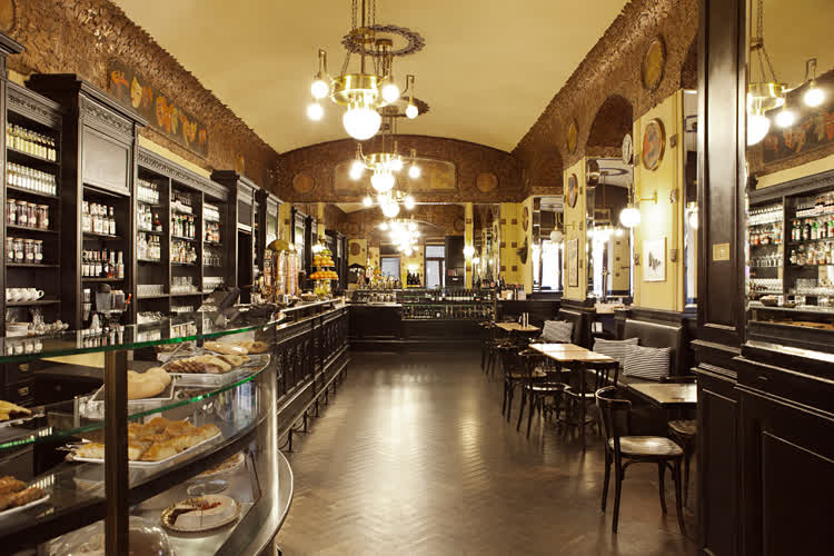 The counter inside Caffè San Marco, Trieste